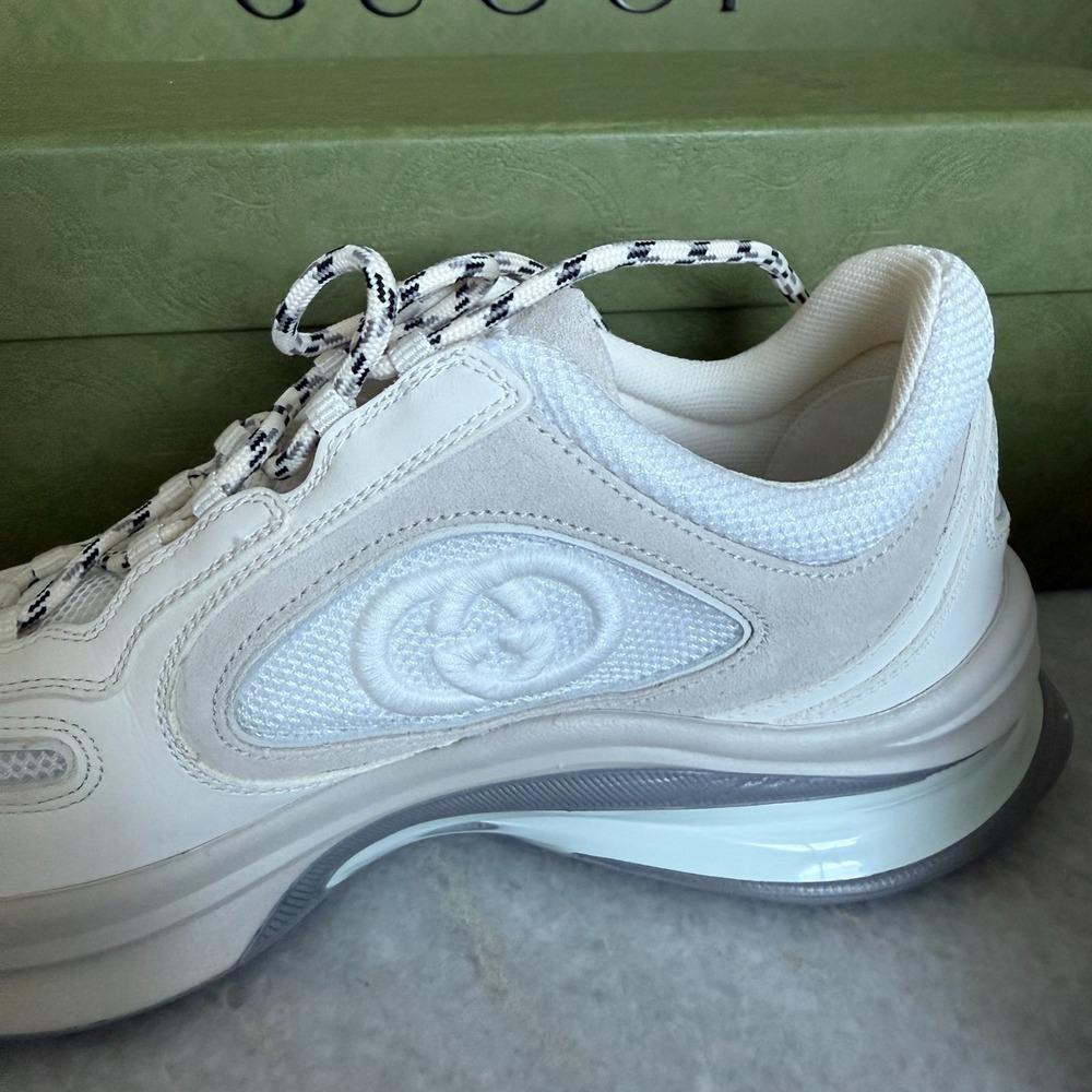Gucci GG Run Sneaker Leather Women's White Shoes 746939 AAB62 9144, sz 40.5 - Picture 7 of 9